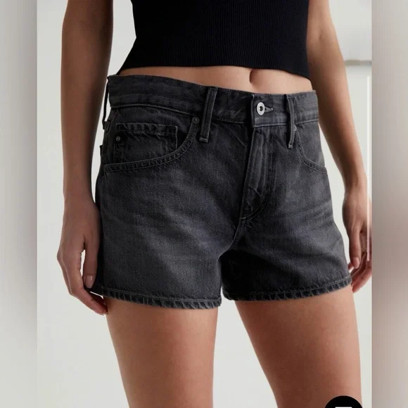 AG Adriano Goldschmied Hailey Relaxed Jean Short Black Stone 28 - Picture 3 of 11